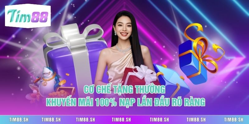 Cơ chế tặng thưởng Khuyến mãi 100% nạp lần đầu rõ ràng